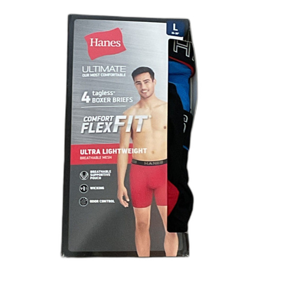 Hanes 4-Pack Ultimate Men's Boxer Briefs Ultra Lightweight L - Picture 2 of 3